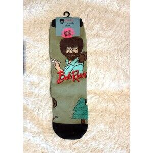 Bob Ross The Joy of Painting Crew Socks Green Funny Art Men 5-10 Women 9-11